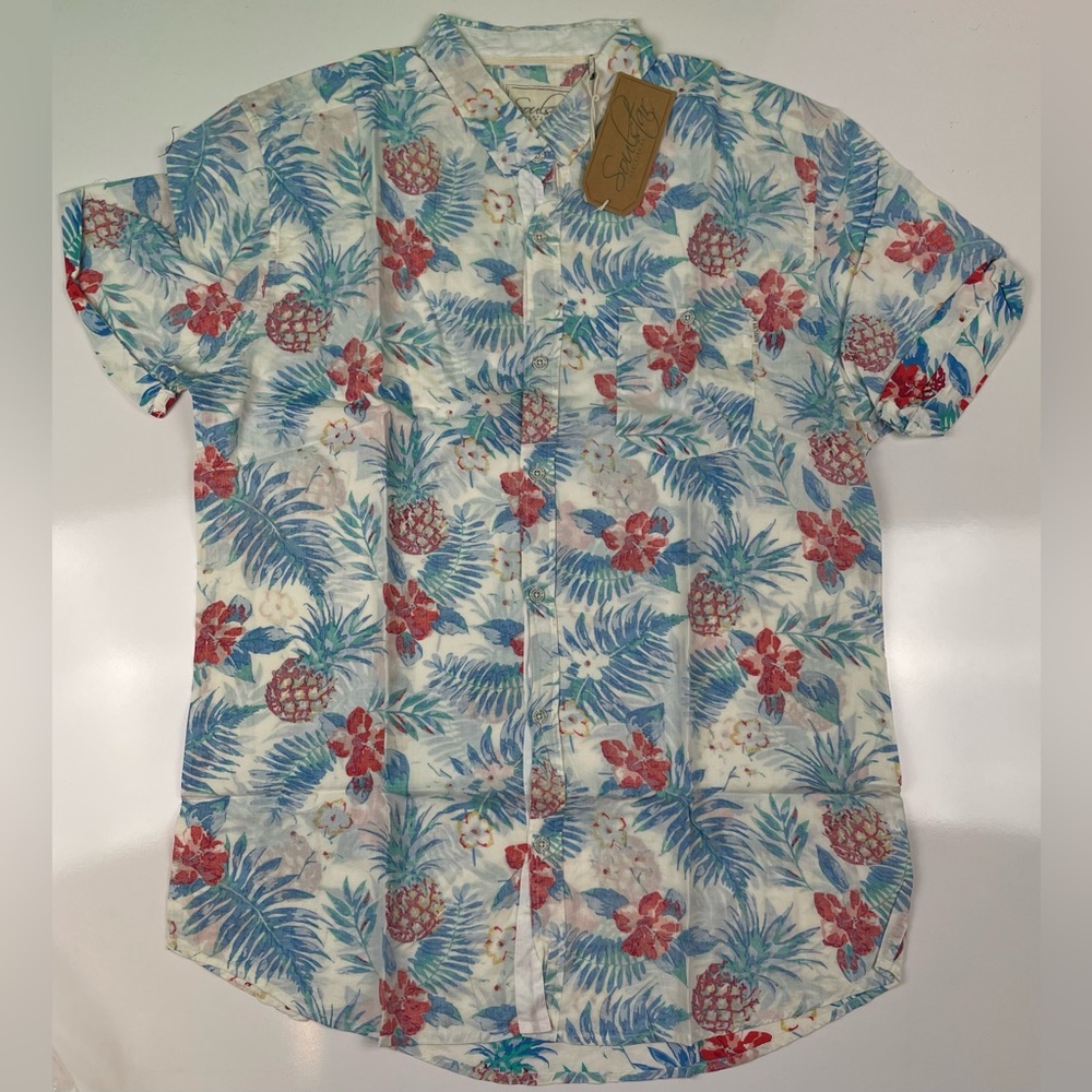 Soul Star Men’s Casual Button Down Shirt XL MS Paradene Floral Tropical